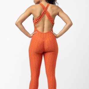Orange Honeycomb Jumpsuit